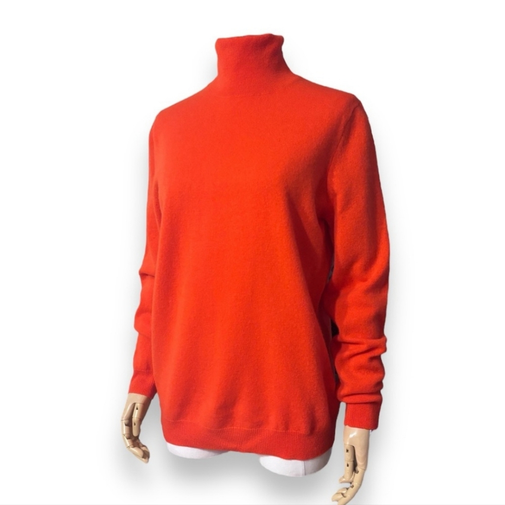 MASSIMO DUTTI Wool Cashmere Turtleneck Sweater Bright Orange
